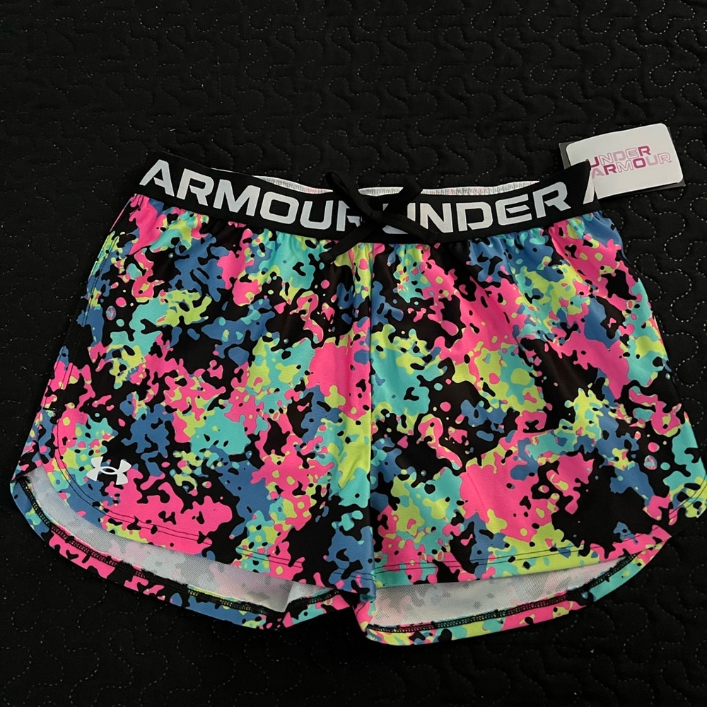 Under armour girls youth athletic shorts activewear yoga gym workout sportswear
